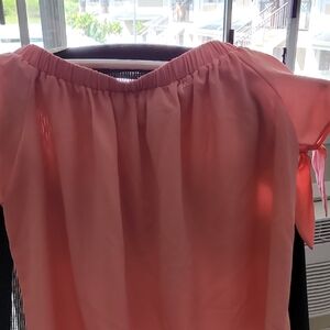 Forever 21 Pink Cap Sleeve Tie Front Blouse